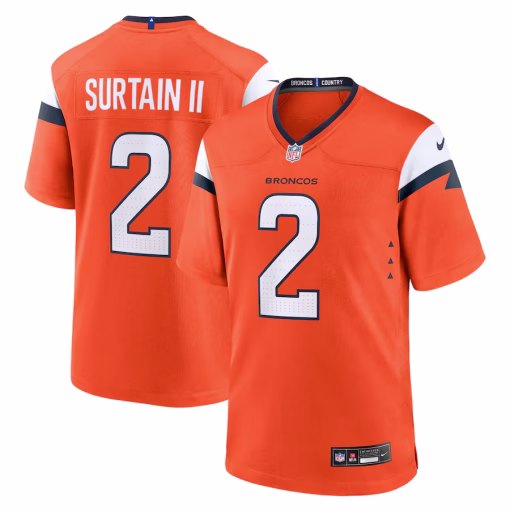 Patrick Surtain II Denver Broncos Nike Mile High Collection Game Jersey – Orange
