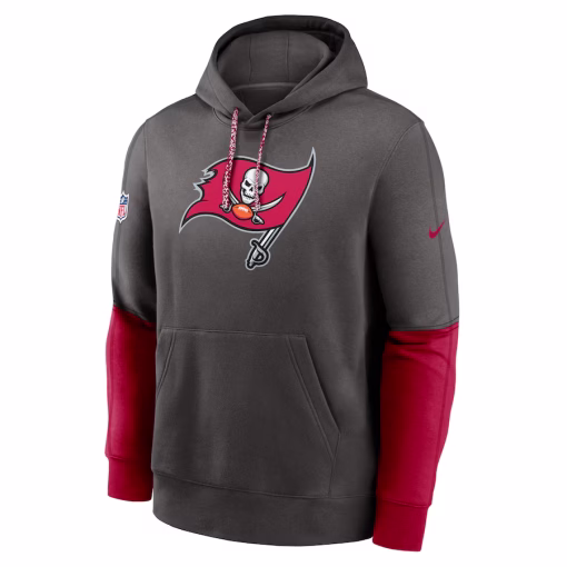 Tampa Bay Buccaneers Nike 2024 Sideline Club Pullover Hoodie – Pewter - Image 2