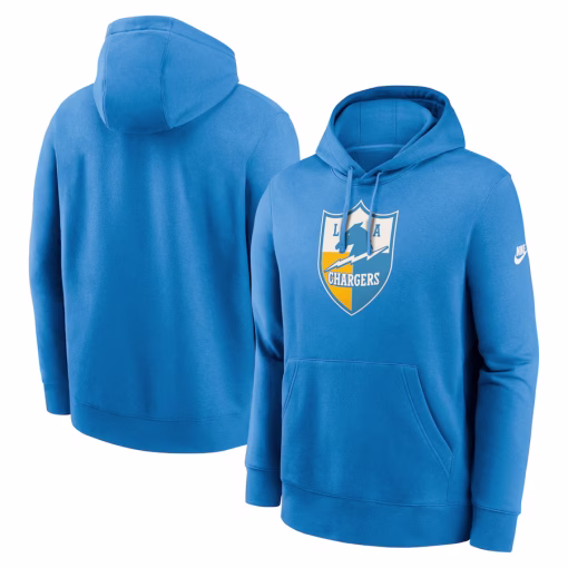 Los Angeles Chargers Nike Rewind Club Logo Pullover Hoodie – Powder Blue
