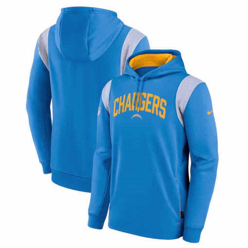 Los Angeles Chargers Nike Sideline Athletic Stack Performance Pullover Hoodie – Powder Blue