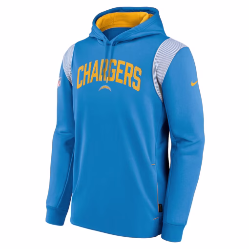 Los Angeles Chargers Nike Sideline Athletic Stack Performance Pullover Hoodie – Powder Blue - Image 2