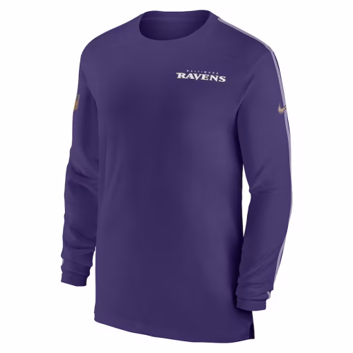 Baltimore Ravens Nike Sideline Coach UV Performance Long Sleeve T-Shirt – Purple - Image 2