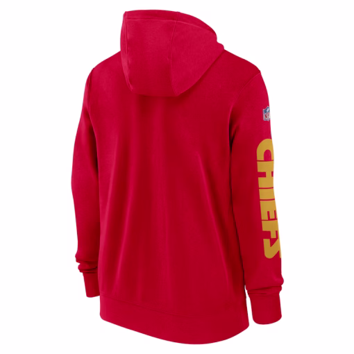 Men’s Kansas City Chiefs Nike Red 2024 Sideline Club Full-Zip Hoodie - Image 3