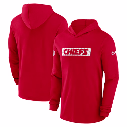 Men’s Kansas City Chiefs Nike Red Sideline Hoodie Performance Long Sleeve T-Shirt