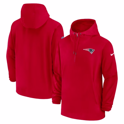 New England Patriots Nike Sideline Half-Zip Hoodie – Red