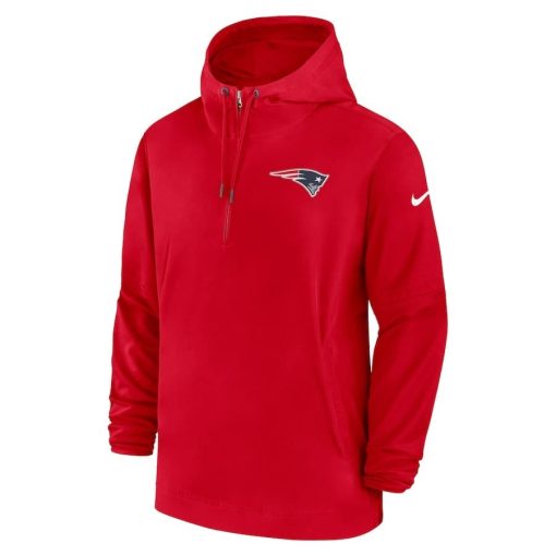 New England Patriots Nike Sideline Half-Zip Hoodie – Red - Image 2