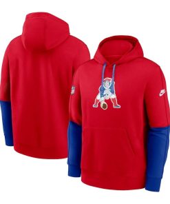 New England Patriots Nike Throwback Logo Club Tri-Blend Pullover Hoodie – Red