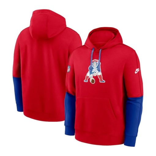 New England Patriots Nike Throwback Logo Club Tri-Blend Pullover Hoodie – Red