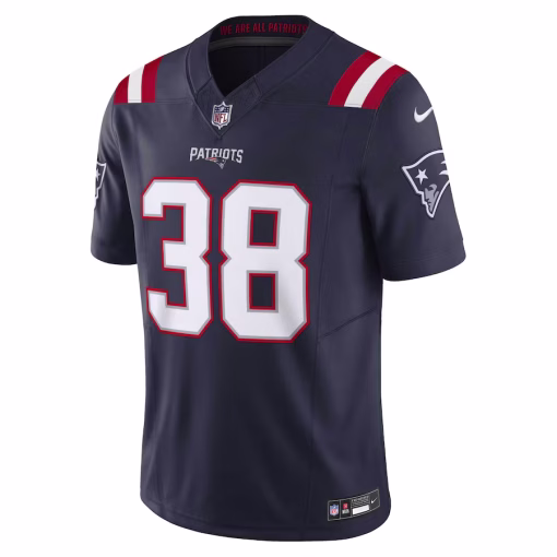 Rhamondre Stevenson New England Patriots Nike Vapor F.U.S.E. Limited Jersey – Navy - Image 2