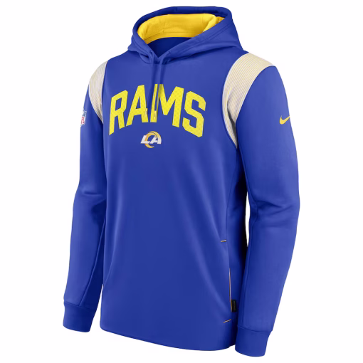Los Angeles Rams Nike Sideline Athletic Stack Performance Pullover Hoodie – Royal - Image 2