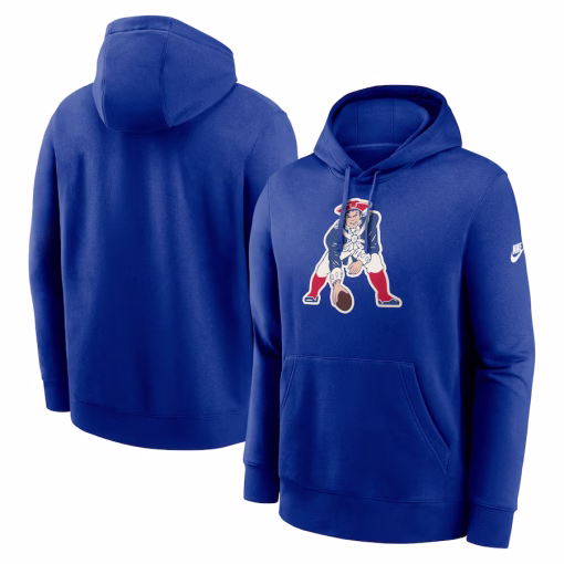 New England Patriots Nike Rewind Club Logo Pullover Hoodie – Royal