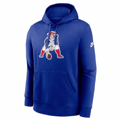 New England Patriots Nike Rewind Club Logo Pullover Hoodie – Royal - Image 2
