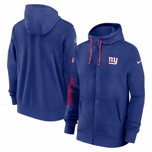 New York Giants Nike 2024 Sideline Club Full-Zip Hoodie – Royal