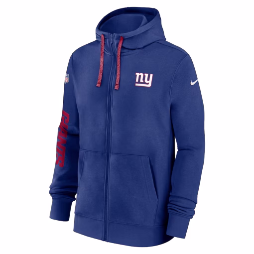 New York Giants Nike 2024 Sideline Club Full-Zip Hoodie – Royal - Image 3