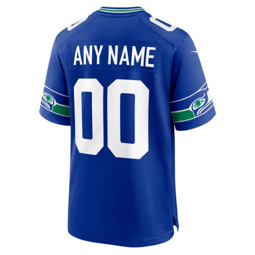 Seattle Seahawks Nike Throwback Custom Jersey – Royal - Image 3