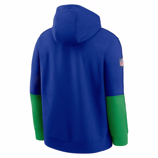 Seattle Seahawks Nike Throwback Logo Club Tri-Blend Pullover Hoodie – Royal - Image 3