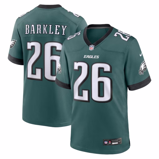 Men’s Philadelphia Eagles Saquon Barkley Nike Midnight Green Game Player Jersey