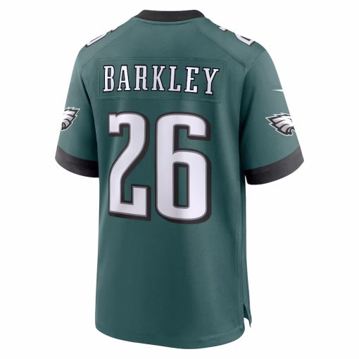 Men’s Philadelphia Eagles Saquon Barkley Nike Midnight Green Game Player Jersey - Image 3
