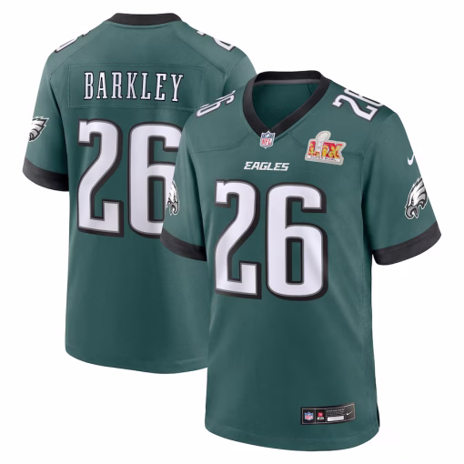Saquon Barkley Philadelphia Eagles Nike Super Bowl LIX Game Player Jersey – Midnight Green