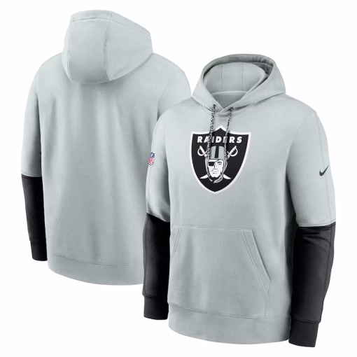 Las Vegas Raiders Nike 2024 Sideline Club Pullover Hoodie – Silver