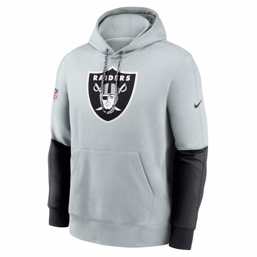 Las Vegas Raiders Nike 2024 Sideline Club Pullover Hoodie – Silver - Image 2
