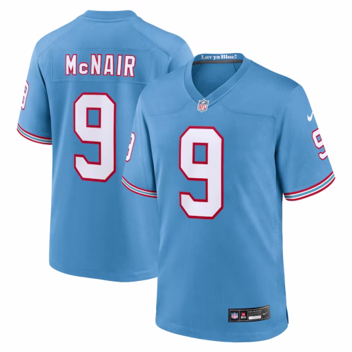 Steve McNair Tennessee Titans Nike Oilers Throwback Retired Player Game Jersey – Light Blue