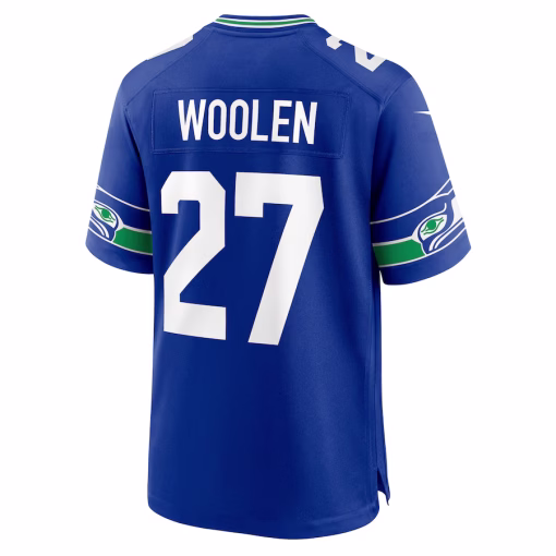 Tariq Woolen Seattle Seahawks Nike Throwback Player Game Jersey – Royal - Image 3