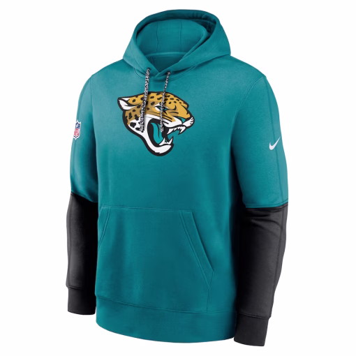 Jacksonville Jaguars Nike 2024 Sideline Club Pullover Hoodie – Teal - Image 2