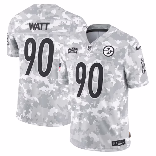 Men’s Pittsburgh Steelers T.J. Watt Nike Arctic Camo 2024 Salute to Service Limited Jersey