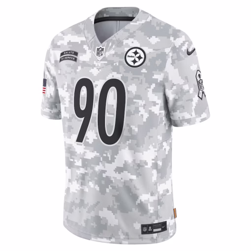 Men’s Pittsburgh Steelers T.J. Watt Nike Arctic Camo 2024 Salute to Service Limited Jersey - Image 2