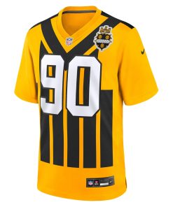 Alternative view of T.J. Watt Pittsburgh Steelers Nike Alternate 1933 Throwback Game Jersey – Gold