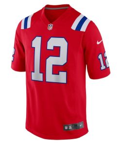 Alternative view of Tom Brady New England Patriots Nike Retired Game Jersey – Red