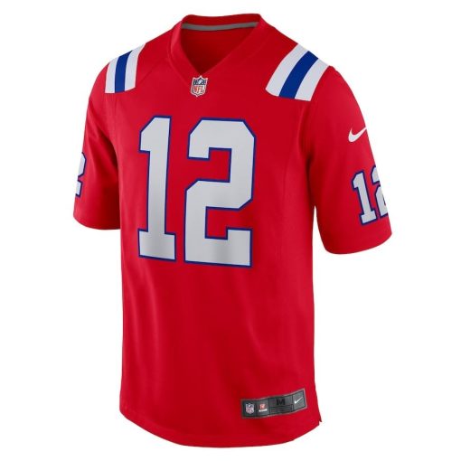 Tom Brady New England Patriots Nike Retired Game Jersey – Red - Image 2
