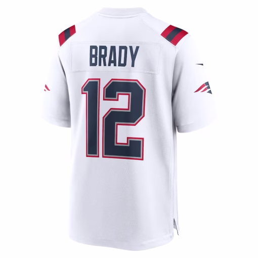 Tom Brady New England Patriots Nike Retired Game Jersey – White - Image 3