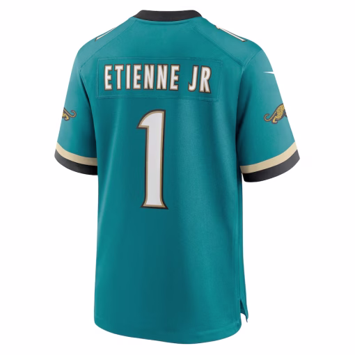 Travis Etienne Jr Jacksonville Jaguars Nike Prowler Throwback Player Game Jersey – Teal - Image 3