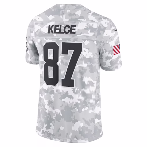 Men’s Kansas City Chiefs Travis Kelce Nike Arctic Camo 2024 Salute to Service Limited Jersey - Image 3