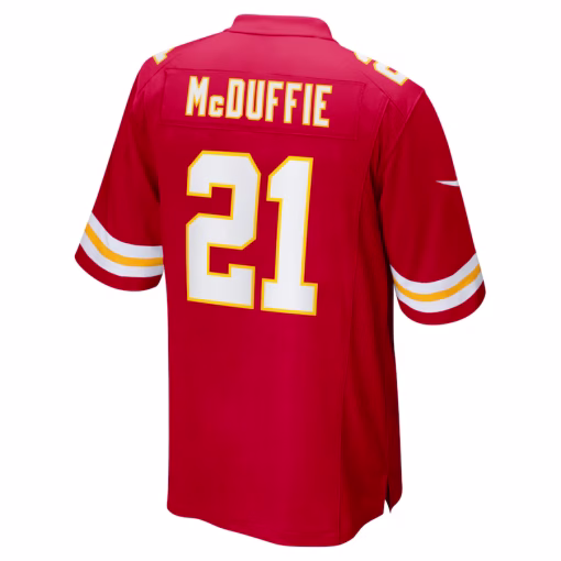 Men’s Kansas City Chiefs Trent McDuffie Nike Red Player Game Jersey - Image 3