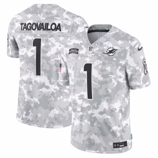 Tua Tagovailoa Miami Dolphins Nike 2024 Salute to Service Limited Jersey – Arctic Camo