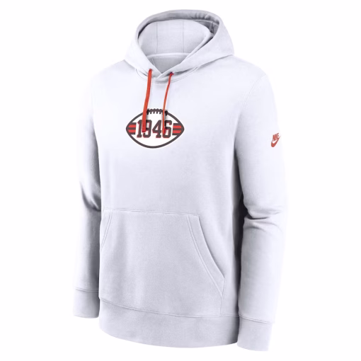 Cleveland Browns Nike 2023 Sideline Club Alternate Tri-Blend Pullover Hoodie – White - Image 2