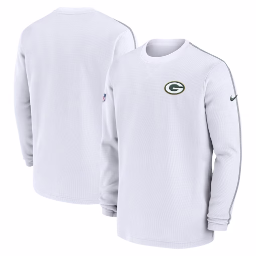 Men’s Green Bay Packers Nike White 2024 Sideline Coaches Long Sleeve Top