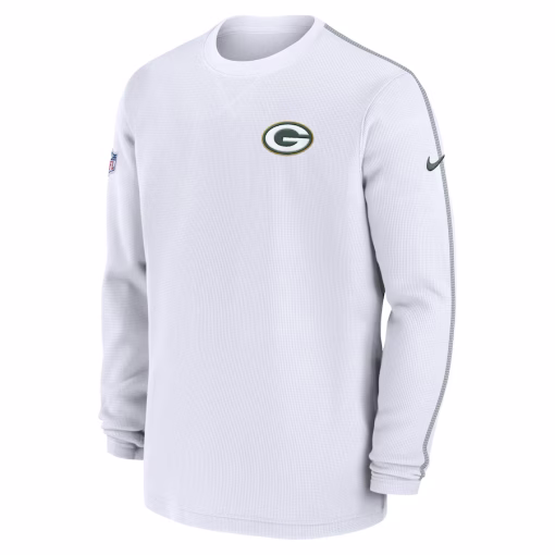 Men’s Green Bay Packers Nike White 2024 Sideline Coaches Long Sleeve Top - Image 2