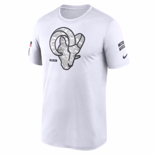 Los Angeles Rams Nike 2024 Salute To Service Legend Performance T-Shirt – White - Image 2