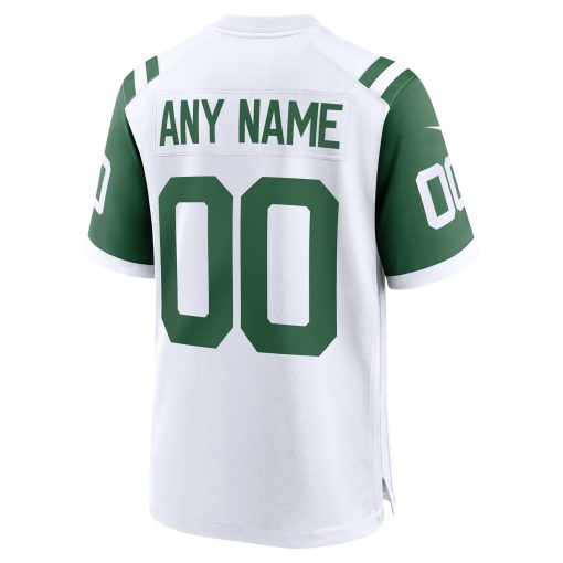 New York Jets Nike Classic Alternate Custom Replica Jersey – White - Image 3