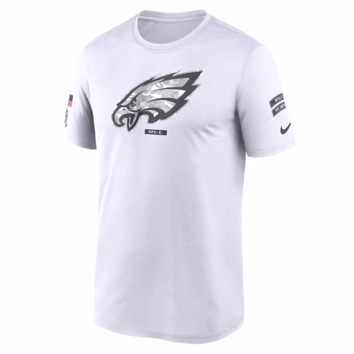 Men’s Philadelphia Eagles Nike White 2024 Salute To Service Legend Performance T-Shirt - Image 2