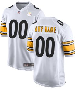 Men’s Nike White Pittsburgh Steelers Away Custom Game Jersey