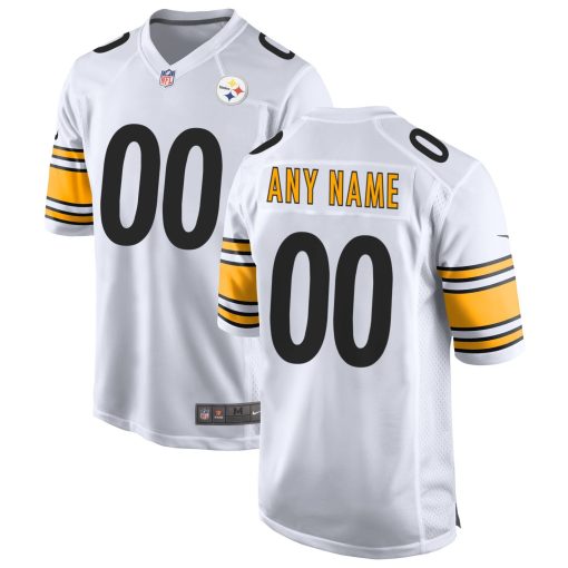 Men’s Nike White Pittsburgh Steelers Away Custom Game Jersey