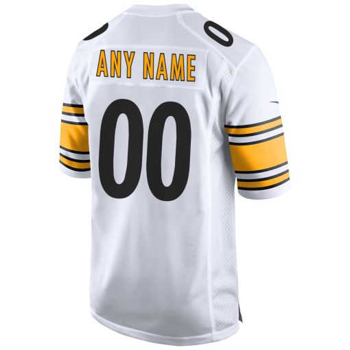 Men’s Nike White Pittsburgh Steelers Away Custom Game Jersey - Image 3