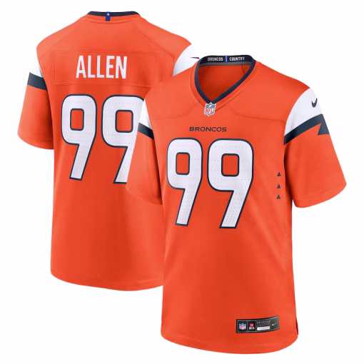 Zach Allen Denver Broncos Nike Team Game Jersey – Orange
