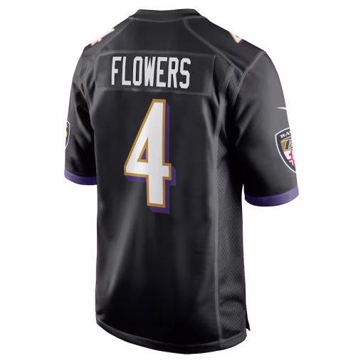 Zay Flowers Baltimore Ravens Nike Team Game Jersey – Black - Image 3