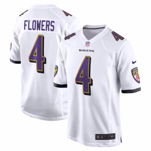 Zay Flowers Baltimore Ravens Nike Game Jersey – White